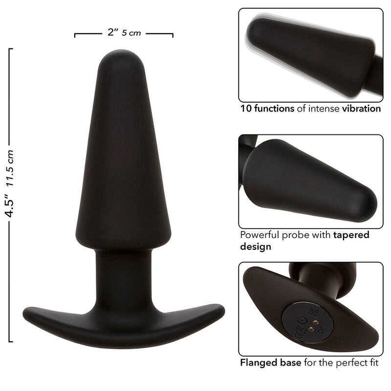 Rock Bottom Tapered Anal Plug med 10 vibrationslägen i svart silikon