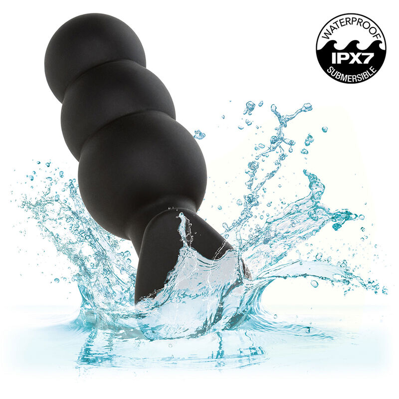 CALEXOTICS - ROCK BOTTOM BEADED ANAL PLUG 10 VIBRATIONER SILIKON SVART