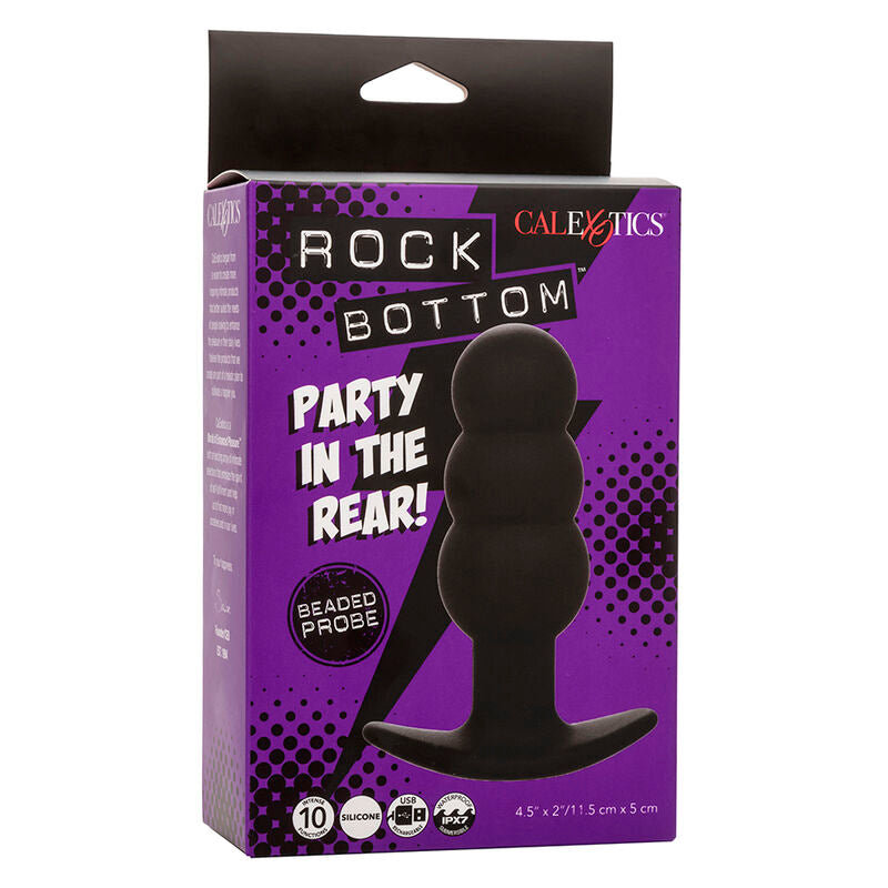 CALEXOTICS - ROCK BOTTOM BEADED ANAL PLUG 10 VIBRATIONER SILIKON SVART