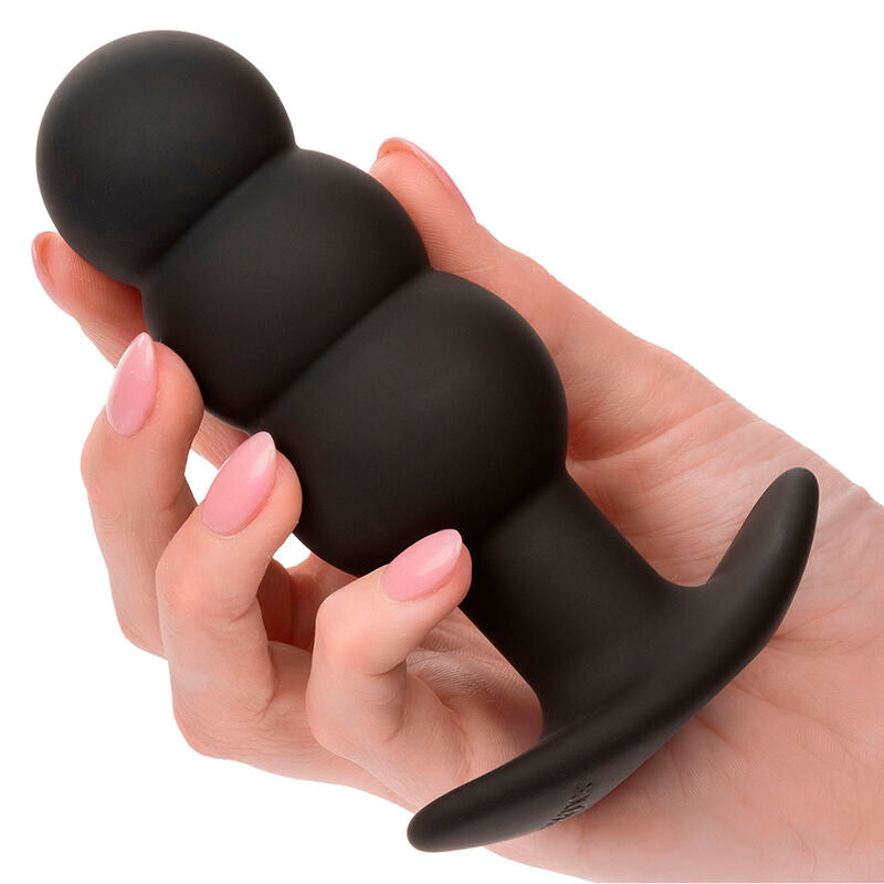 CALEXOTICS - ROCK BOTTOM BEADED ANAL PLUG 10 VIBRATIONER SILIKON SVART