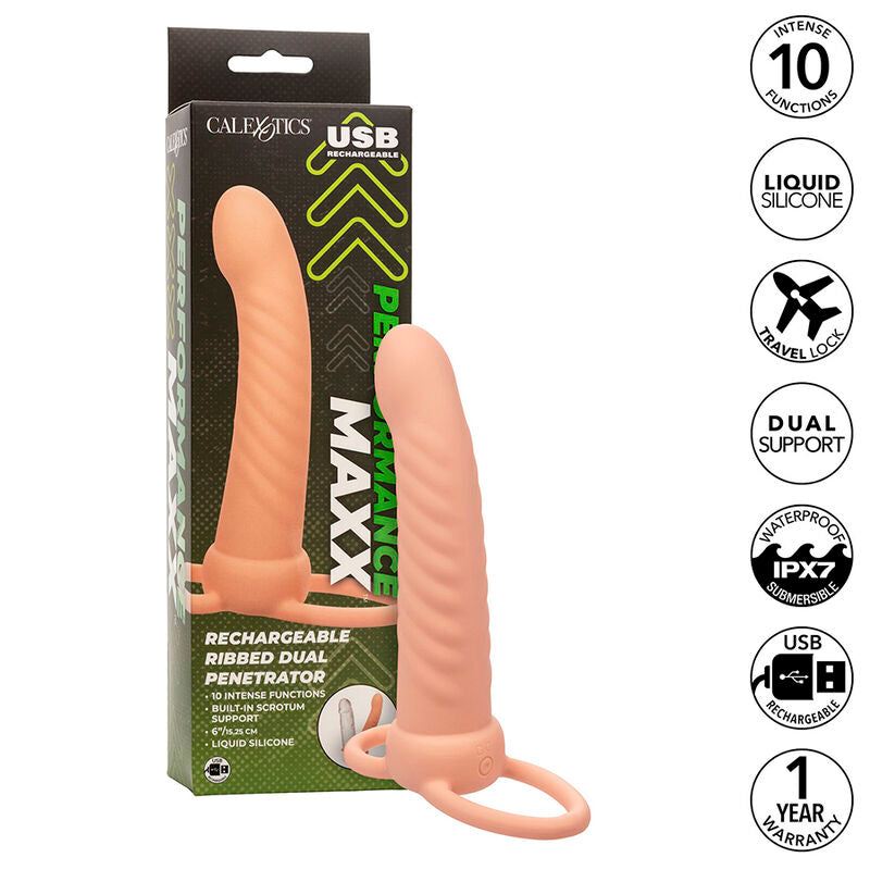CALEXOTICS Maxx Ribbad Dual Penetrator med 10 vibrationslägen