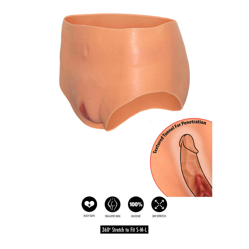 HIDDEN DESIRE - ALTER EGO ÖPPEN VAGINA BRIEF HÖG MIDJA KÖTTFÄRGAD