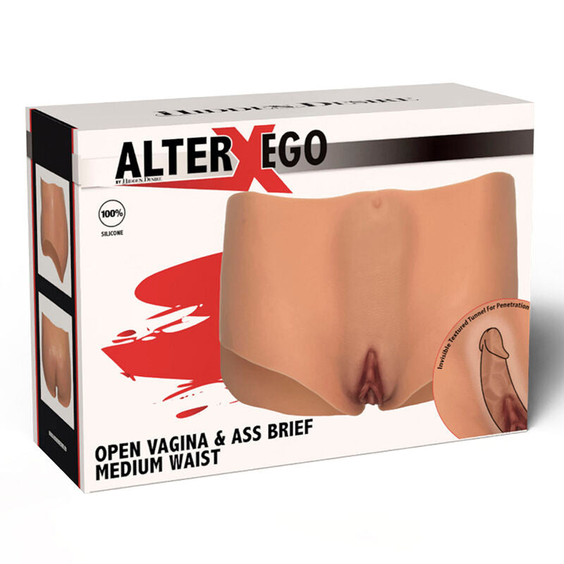 HIDDEN DESIRE - ALTER EGO Öppen Vagina & Ass Brief Medium Midja Köttfärg