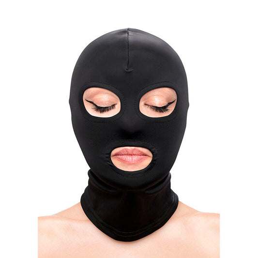 Fetish & Fashion Eyes and Mouth Hood i nylon, svart