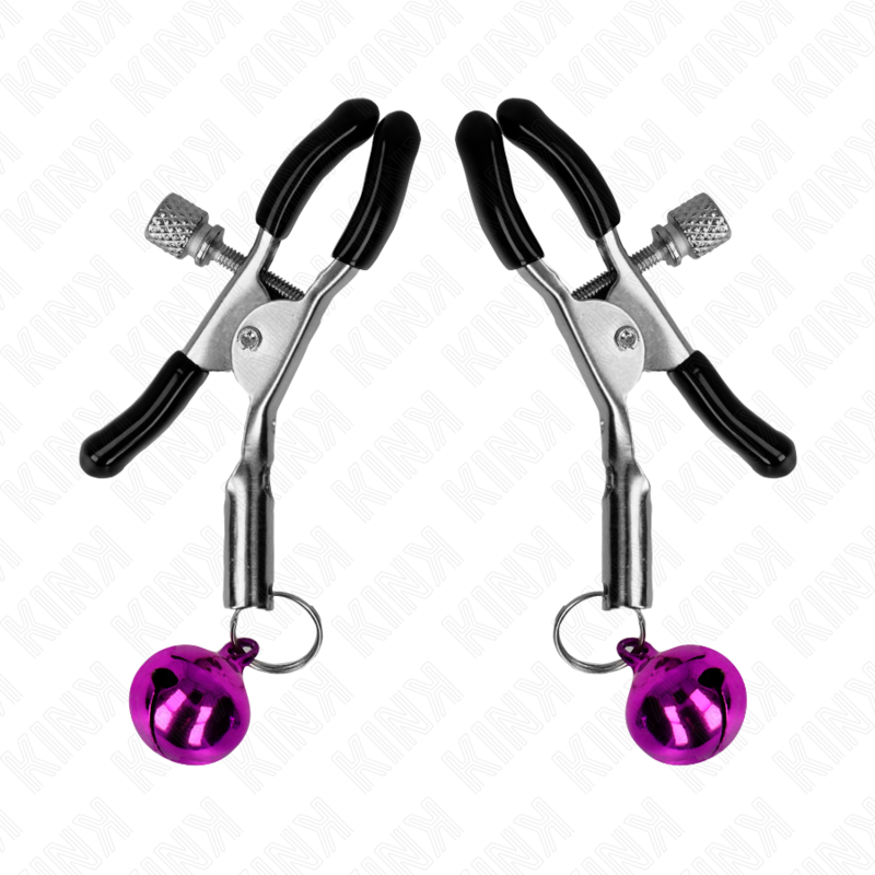 KINK lila nipple clamp med klocka 6 cm