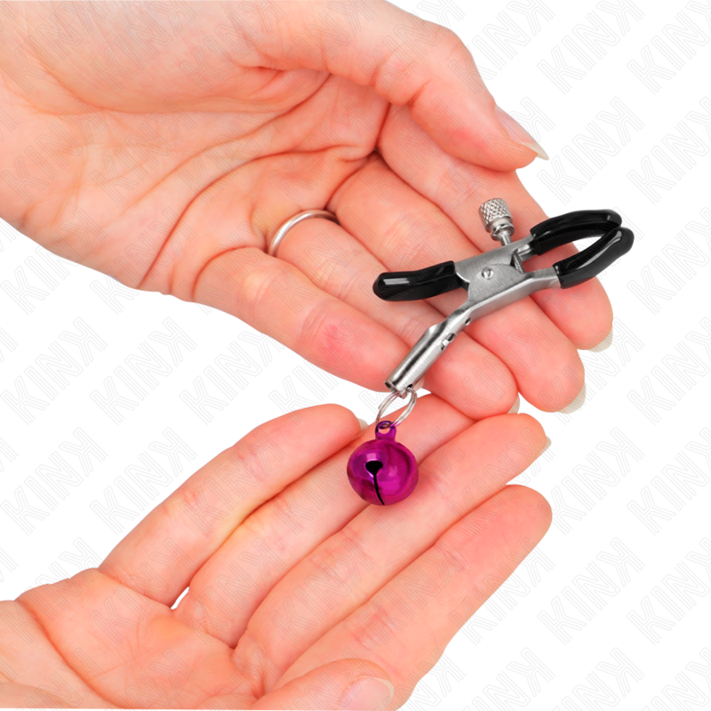 KINK lila nipple clamp med klocka 6 cm