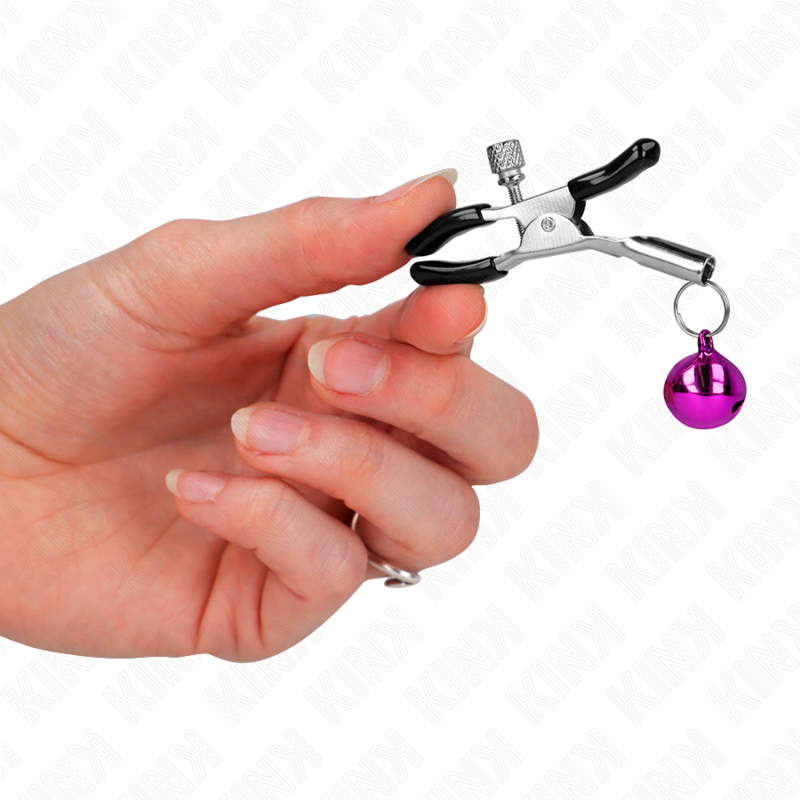 KINK lila nipple clamp med klocka 6 cm