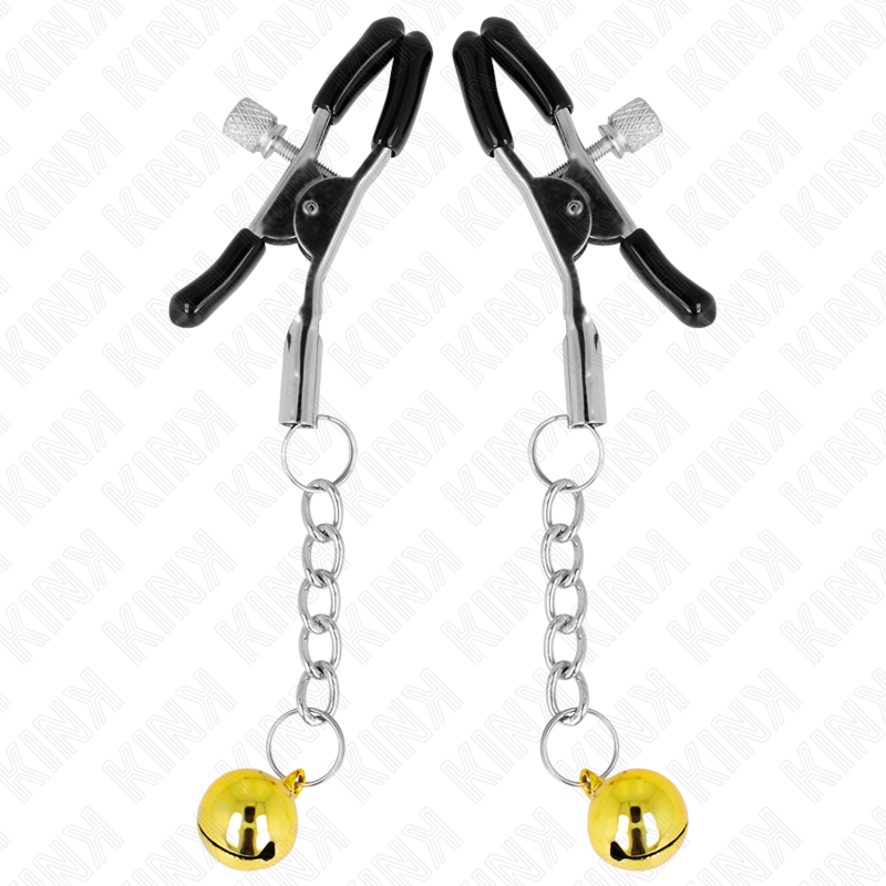 KINK guld jingle bell hängande nipple clamps 6 cm
