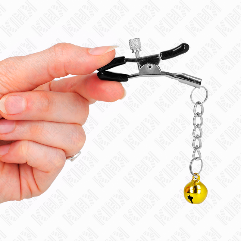 KINK guld jingle bell hängande nipple clamps 6 cm