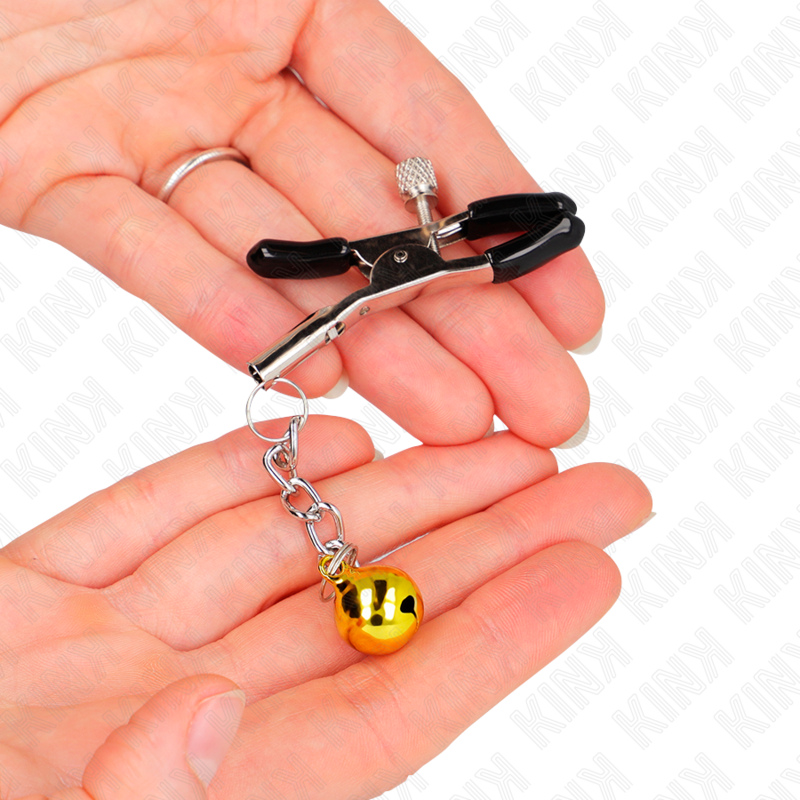 KINK guld jingle bell hängande nipple clamps 6 cm