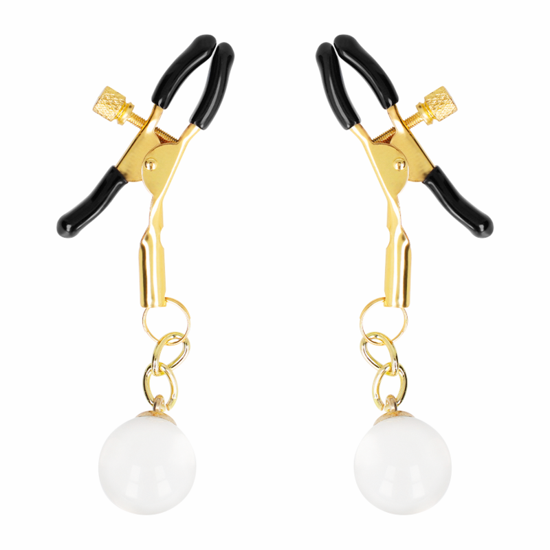 KINK glaskulor nipple clamps i guld 6 cm