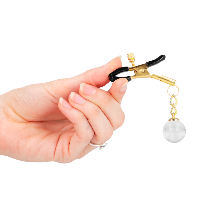 KINK glaskulor nipple clamps i guld 6 cm