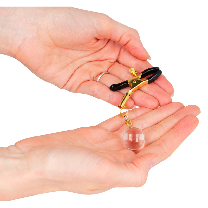 KINK glaskulor nipple clamps i guld 6 cm