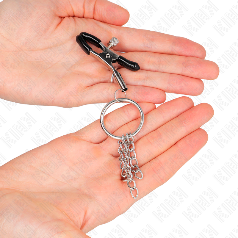 KINK - O RING NIPPLE CLAMP OCH LITEN KEDJA SILVER 6 CM