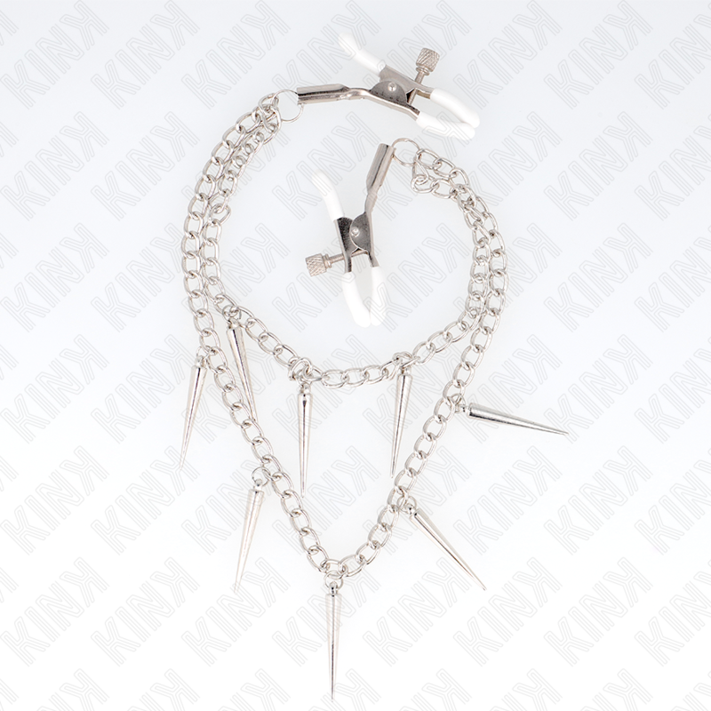 KINK - Nipple Clamps with Spikes Chains 30 cm