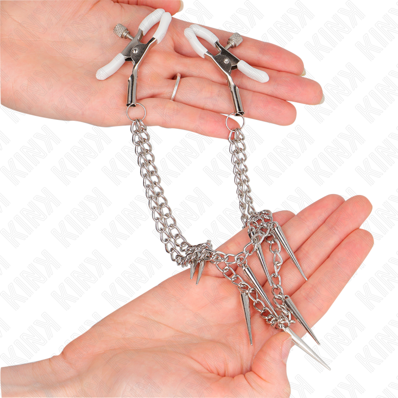 KINK - Nipple Clamps with Spikes Chains 30 cm