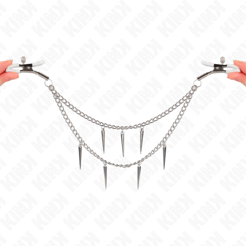 KINK - Nipple Clamps with Spikes Chains 30 cm
