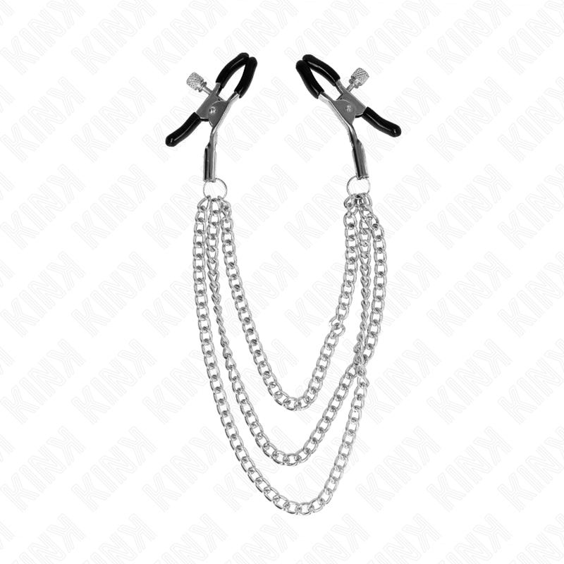 KINK - Nipple Clamps med 3 Kedjor Silver 20/23/28 cm