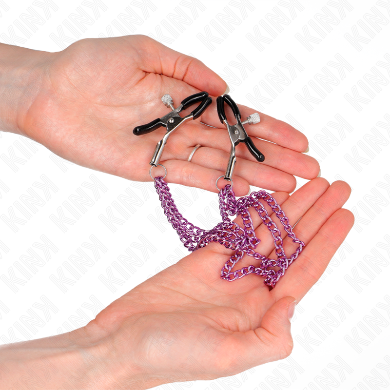 KINK - Nipple Clamps med 3 kedjor Lila 20/23/28 cm