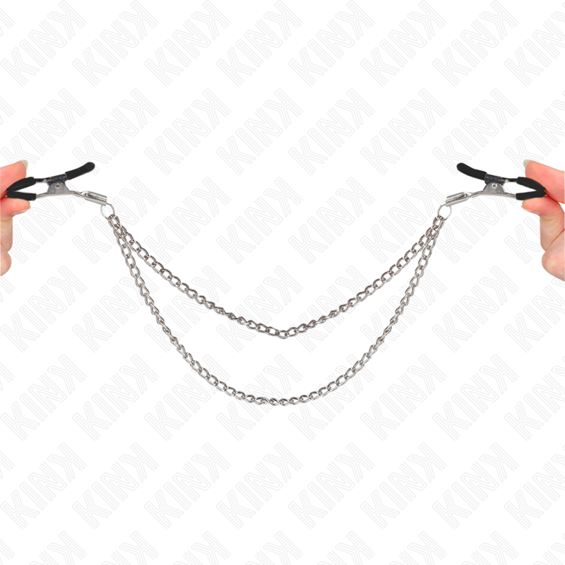 KINK nipple clamps med 2 tjocka kedjor i silver