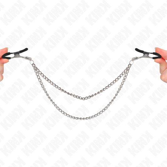 KINK - Nipple Clamps med 2 Tjocka Kedjor Silver 20/23 cm