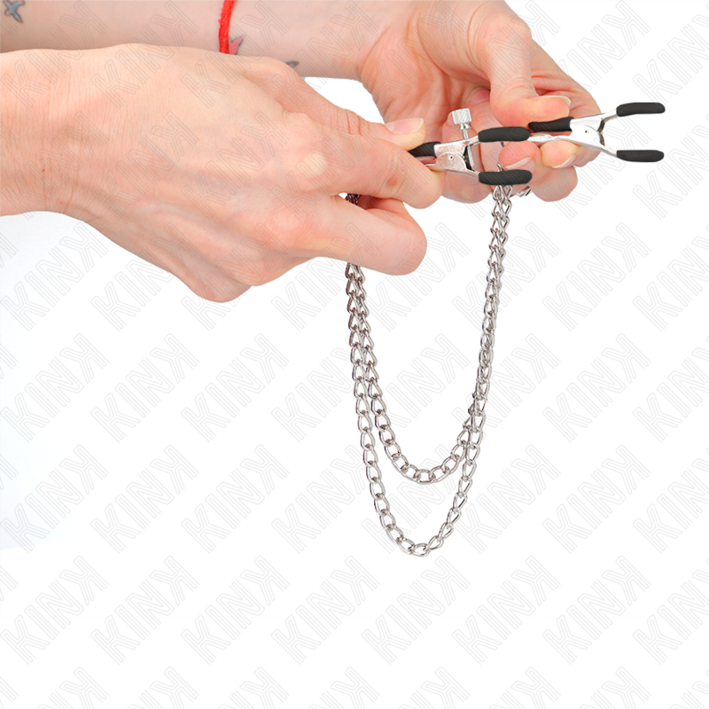 KINK nipple clamps med 2 tjocka kedjor i silver