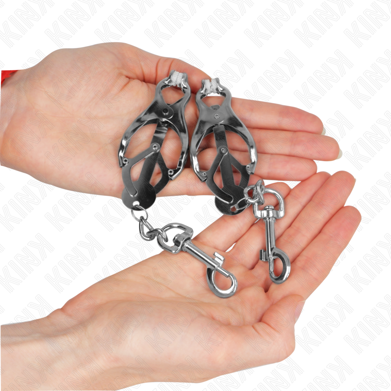 KINK - Japanska Klover Nipple Clamps med Krokar Silver