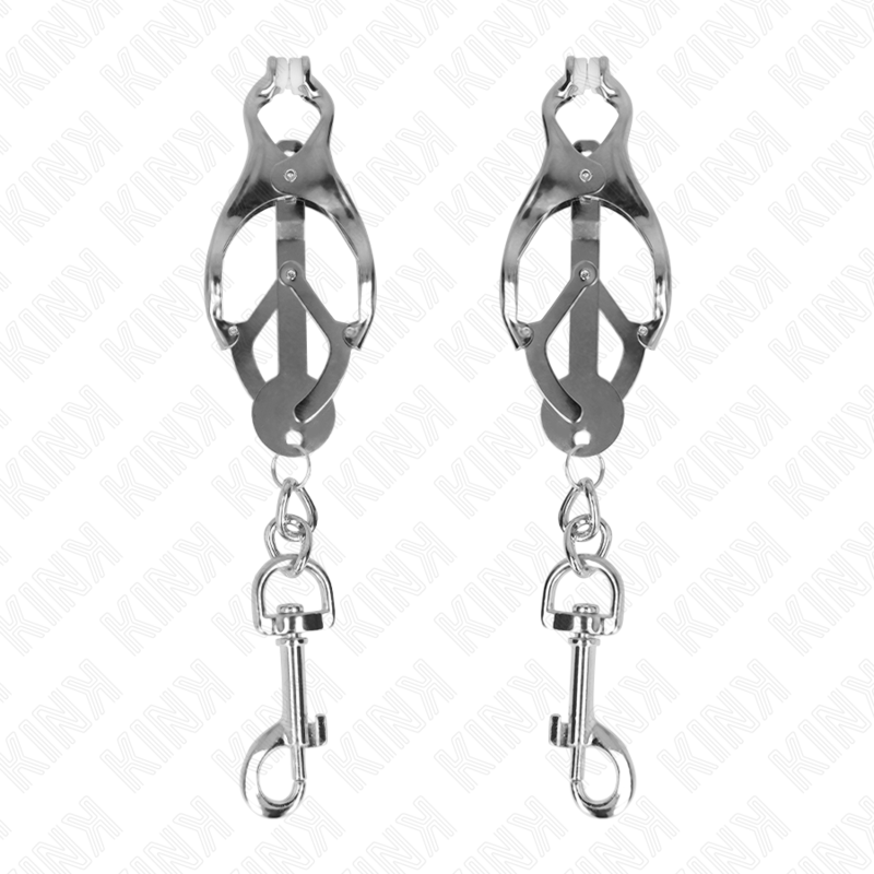 KINK - Japanska Klover Nipple Clamps med Krokar Silver