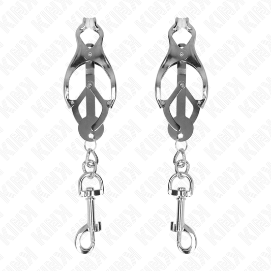 KINK - Japanska Klover Nipple Clamps med Krokar Silver