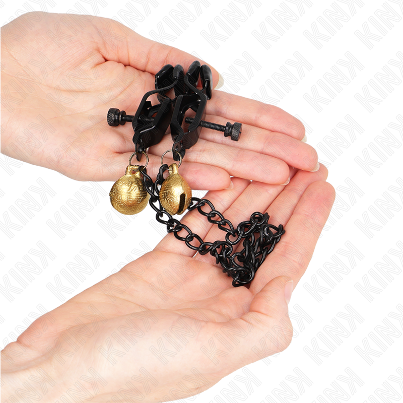 KINK - Flat Chain Nipple Clamps and Bell Silver 30 cm