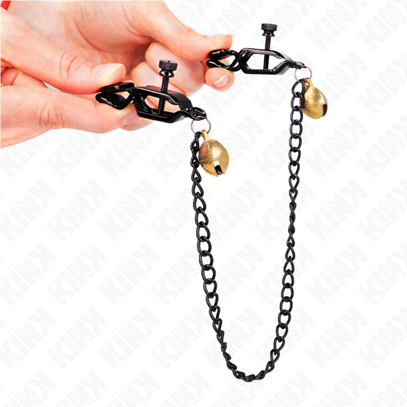 KINK - Flat Chain Nipple Clamps and Bell Silver 30 cm