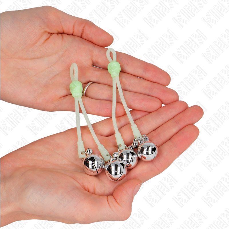 KINK - LUMINOUS SKULL NIPPLE CLAMPS MED RINGKLOCKOR JUSTERBARA GRÖN / SILVER