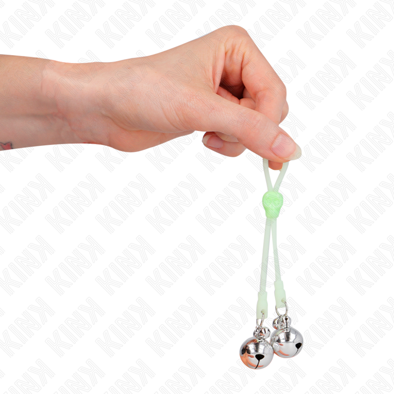 KINK - LUMINOUS SKULL NIPPLE CLAMPS MED RINGKLOCKOR JUSTERBARA GRÖN / SILVER