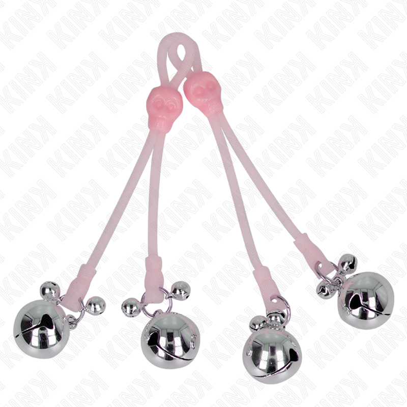 KINK - LUMINOUS SKULL NIPPLE CLAMPS MED RINGKLOCKOR JUSTERBARA PINK / SILVER