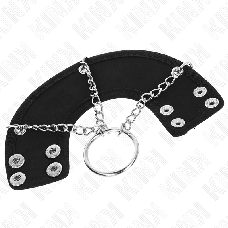 KINK - Penisring 4 cm kedja 7 cm metall med läderrem
