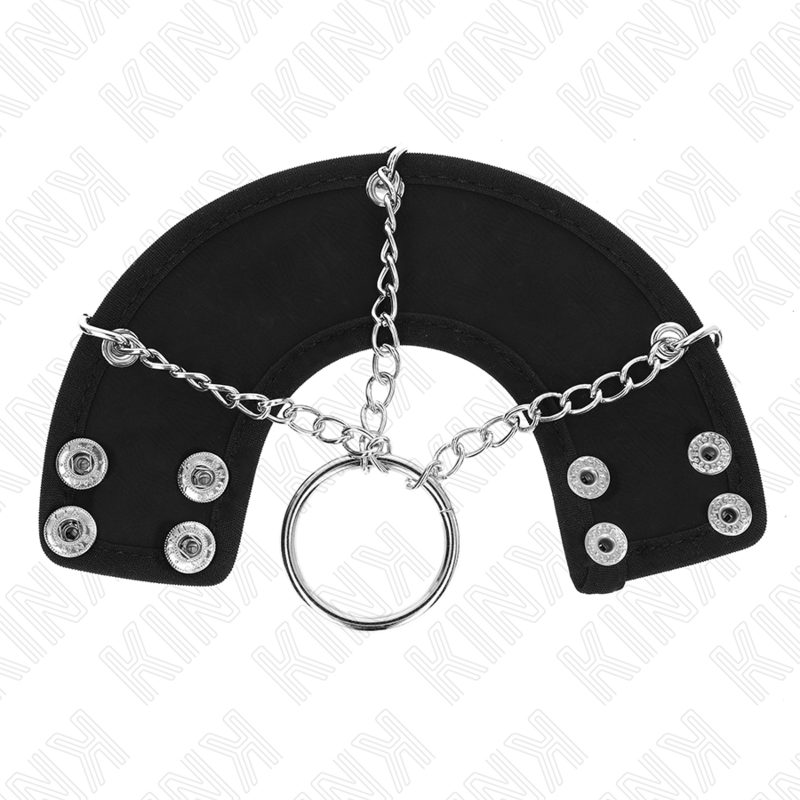 KINK - Penisring 4 cm kedja 7 cm metall med läderrem