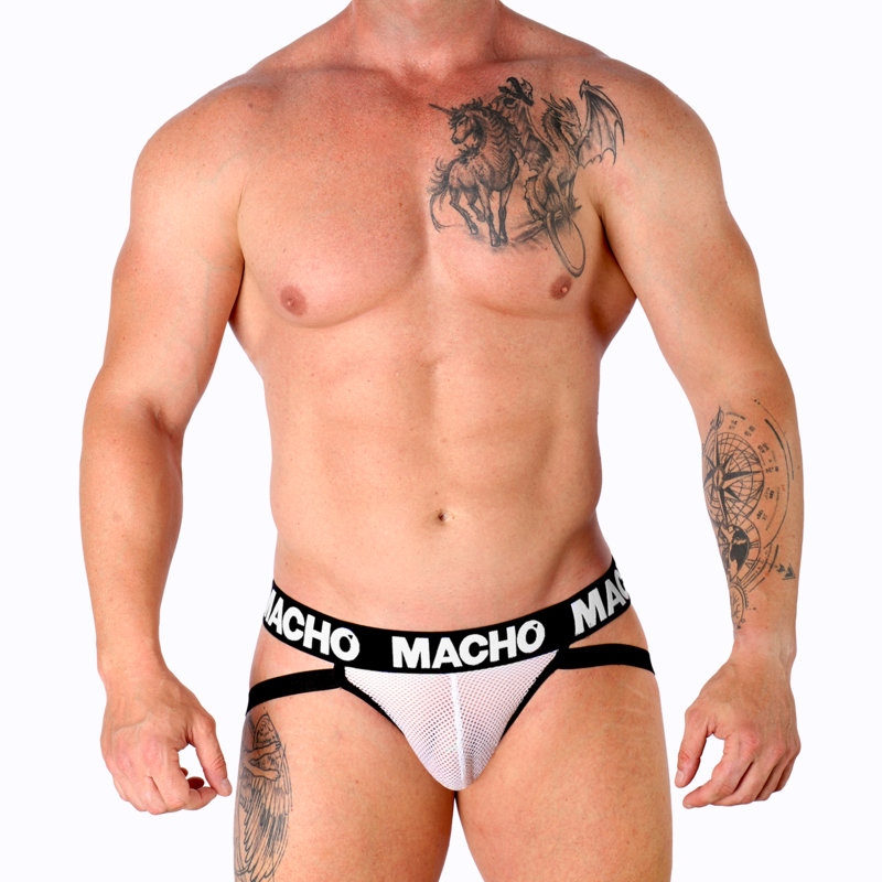 MACHO MX26X1 JOCK GRID WHITE S jockstrap i vitt