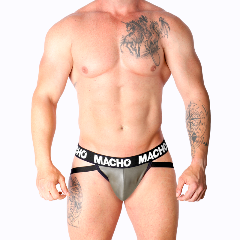 MACHO - MX27GR LÄDER JOCK GRÅ BEIGE XL