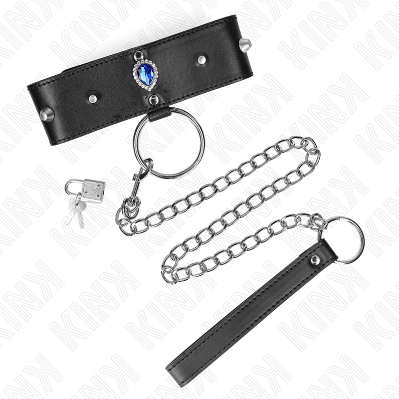KINK halsband 65 cm med blå diamanter