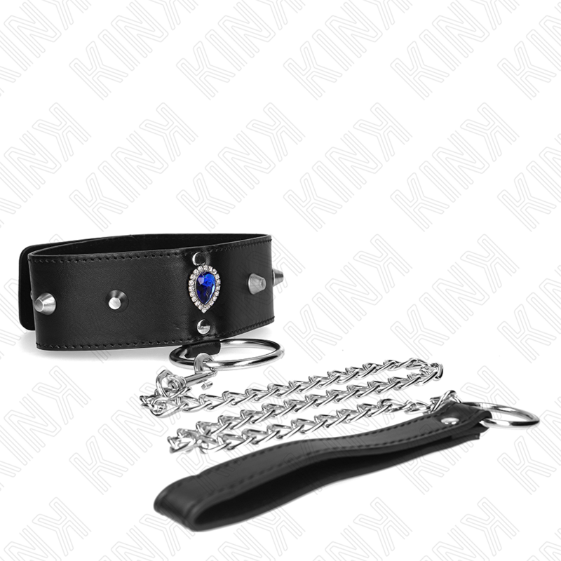 KINK halsband 65 cm med blå diamanter
