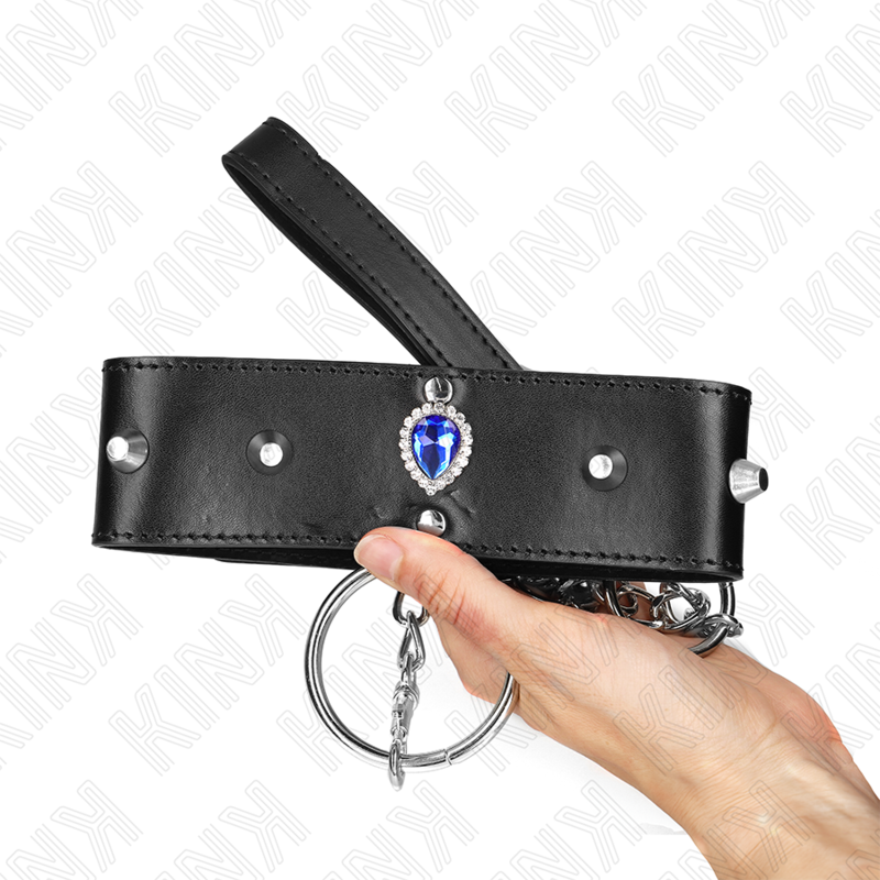 KINK halsband 65 cm med blå diamanter
