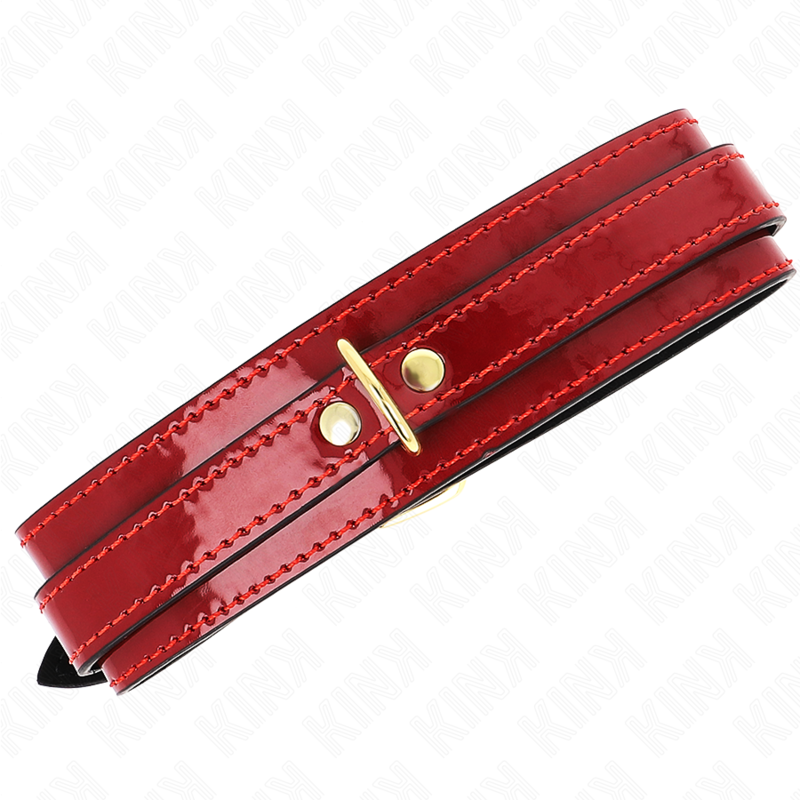 KINK - Justerbar halsband i vinröd med gyllene detaljer 29-42,5 cm x 4 cm