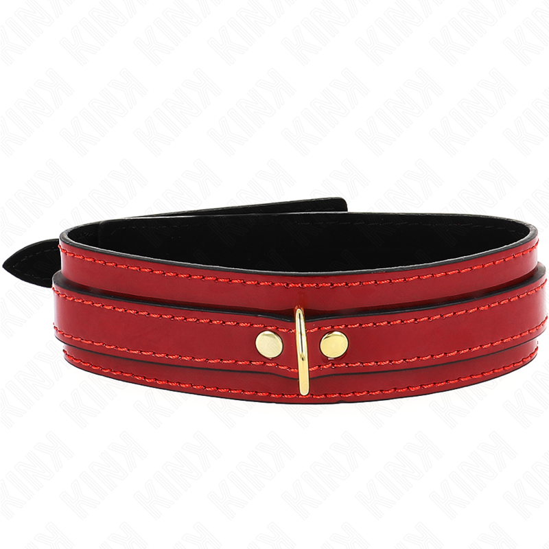 KINK - Justerbar halsband i vinröd med gyllene detaljer 29-42,5 cm x 4 cm