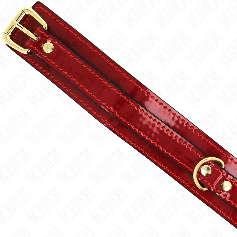 KINK - Justerbar halsband i vinröd med gyllene detaljer 29-42,5 cm x 4 cm