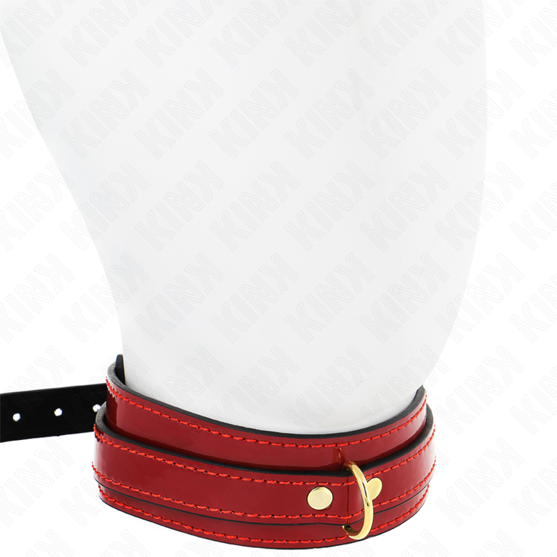 KINK - Justerbar halsband i vinröd med gyllene detaljer 29-42,5 cm x 4 cm