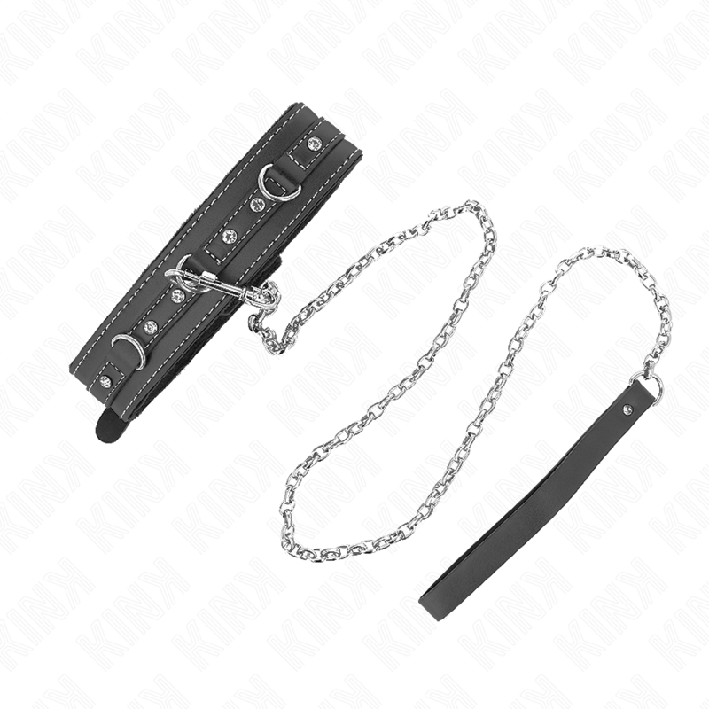 KINK - PVC-läderhalsband med bälte 105 cm