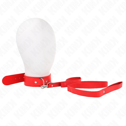 KINK halsband med bälte 116 cm röd rem justerbar