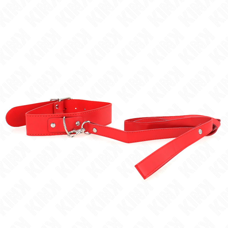 KINK - Halsband med bälte 116 cm röd rem justerbar 32-50 cm x 8 cm