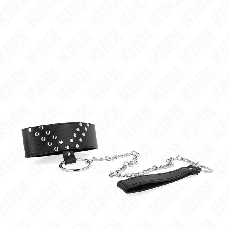 KINK - Halsband med bälte 65 cm med V-nit justerbart 36-43 cm x 5 cm