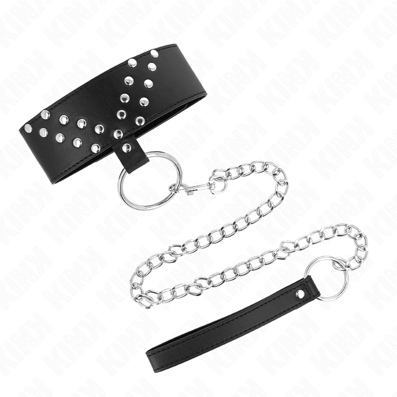 KINK - Halsband med bälte 65 cm med V-nit justerbart 36-43 cm x 5 cm